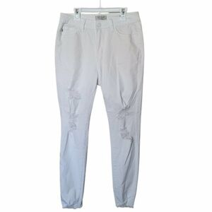 Judy Blue Jeans Womens 9/29 White Skinny Distressed Destroyed Stretch Denim Pant